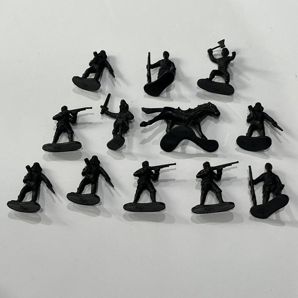 Lot Of 12 Small Plastic Miner Cowboy Gold Rush Plastic Figures Plus One Pirate